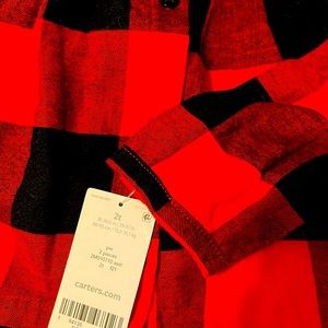 NWT Carters 2pc girls 2T plaid outfit. plaid dress shirt with black pants.